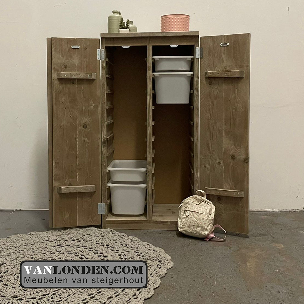 Steigerhouten opbergkast Lenie