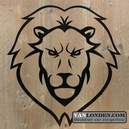 Steigerhouten paneel opdruk leeuw