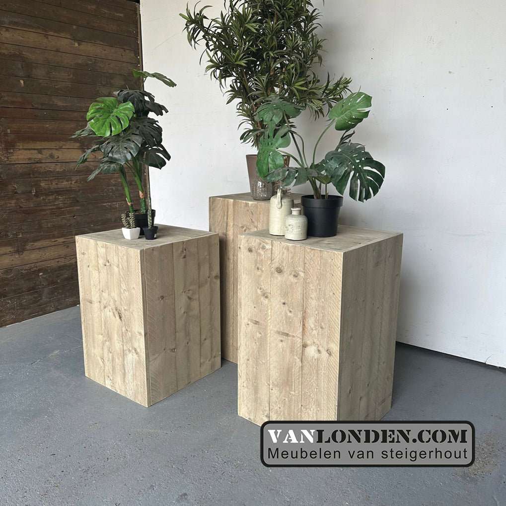 Steigerhouten plantensokkel Wim