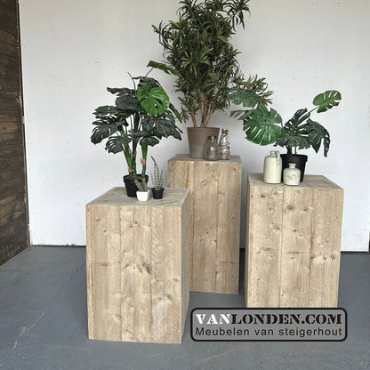 Steigerhouten plantensokkel Wim