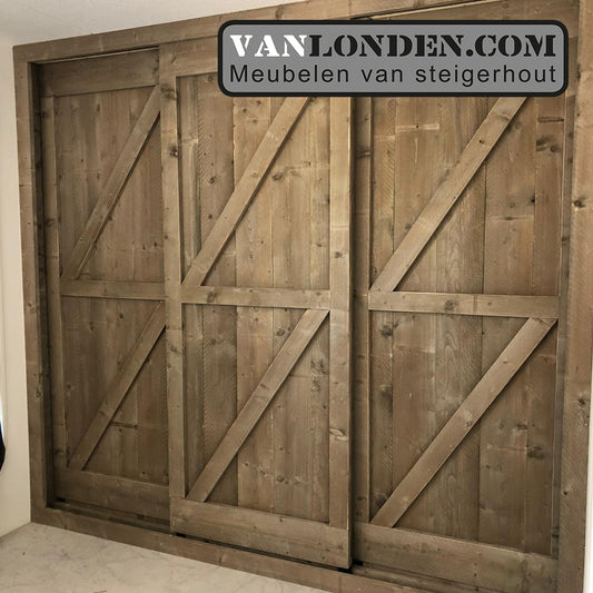 Steigerhouten schuifdeuren kamerbreed