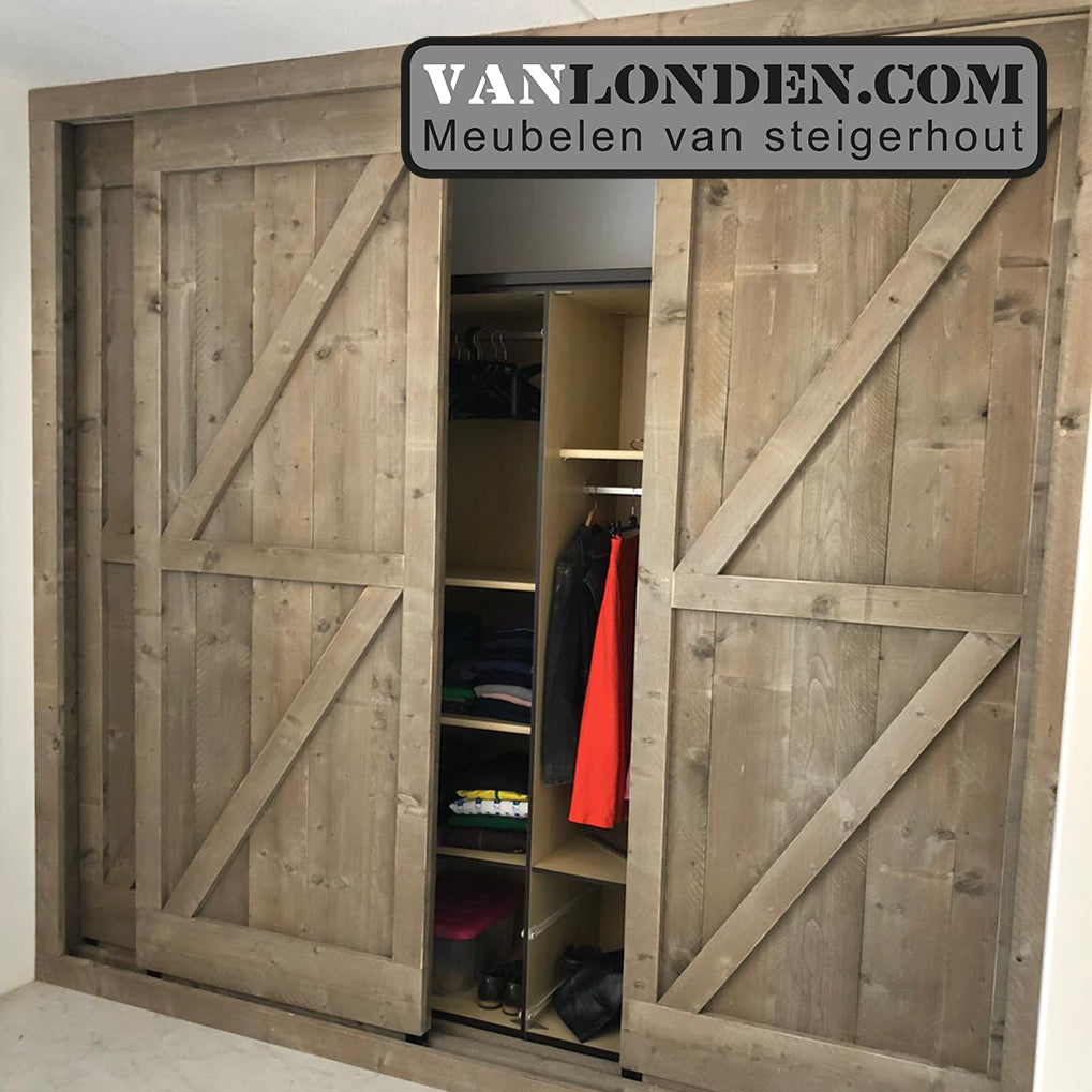 Steigerhouten schuifdeuren kamerbreed