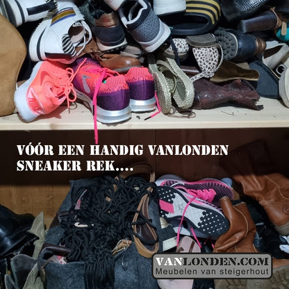 Steigerhouten sneaker rek Marten