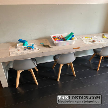 Steigerhouten speeltafel/bureau Ian