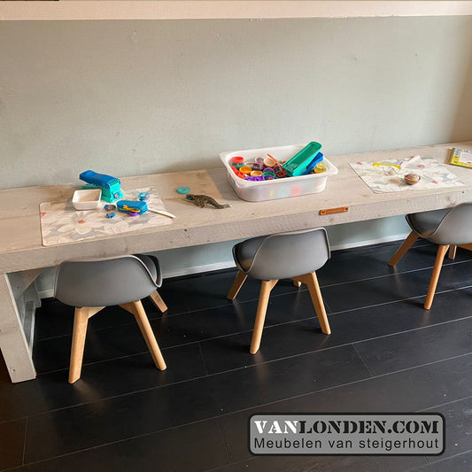 Steigerhouten speeltafel/bureau Ian