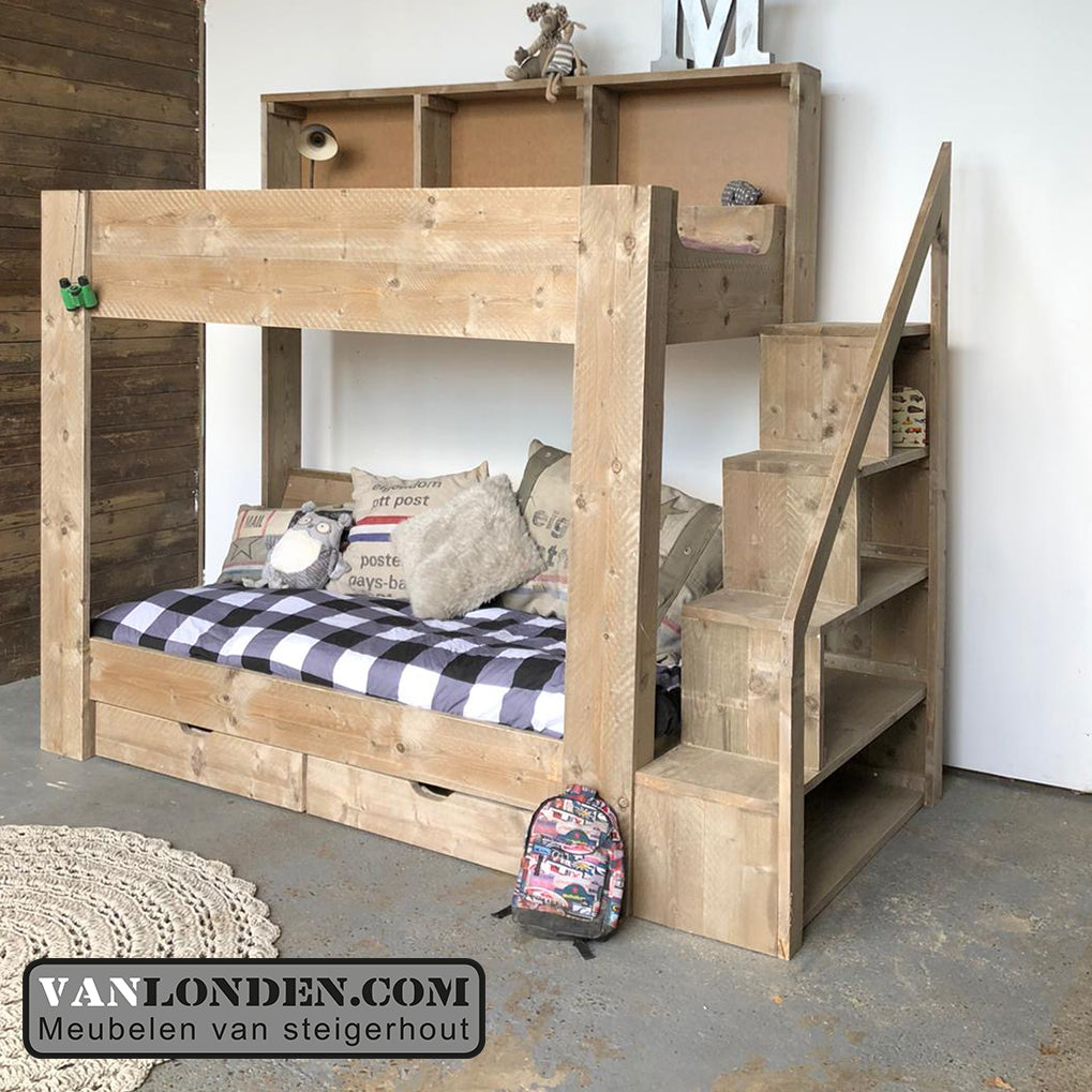 Steigerhouten stapelbed Donny