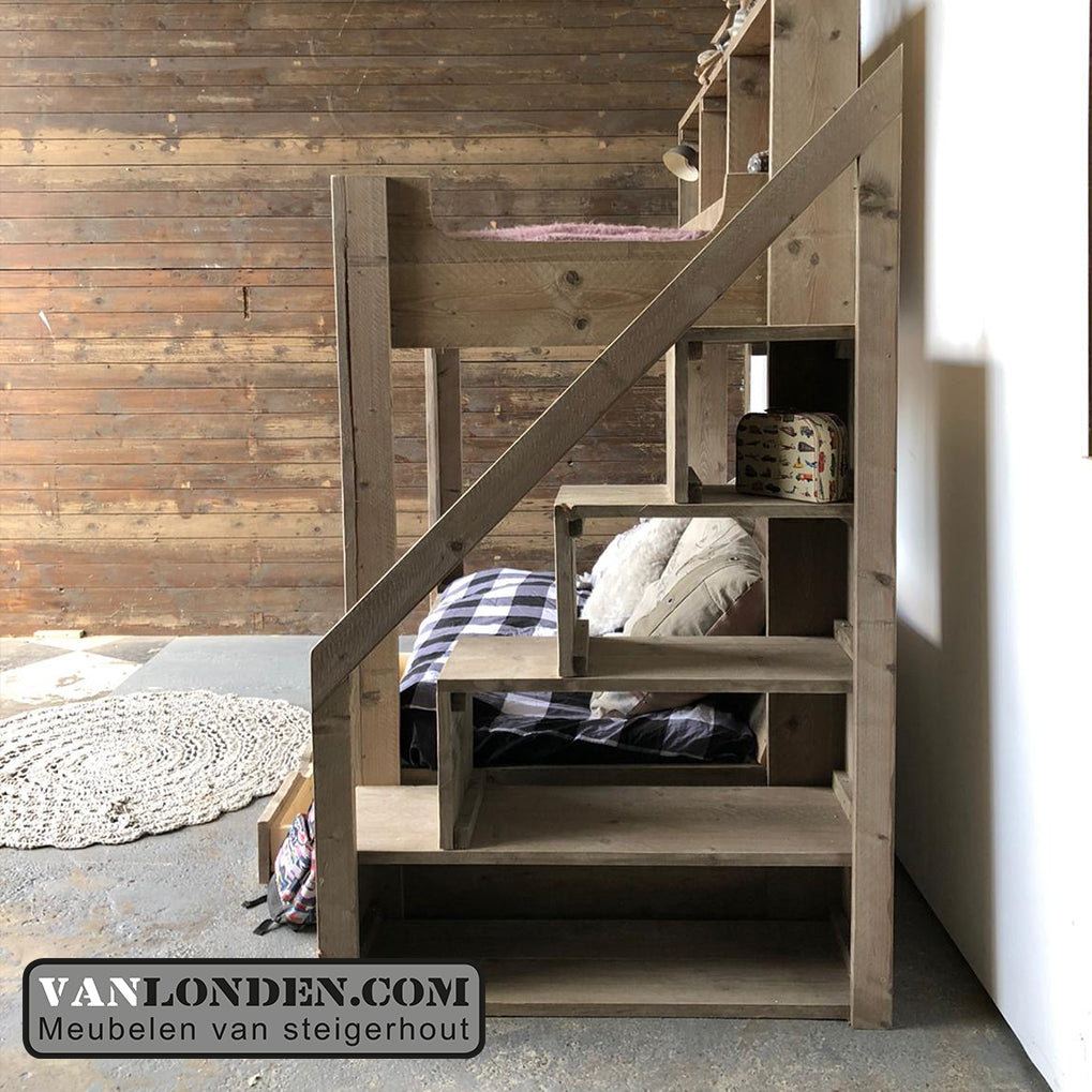 Steigerhouten stapelbed Donny