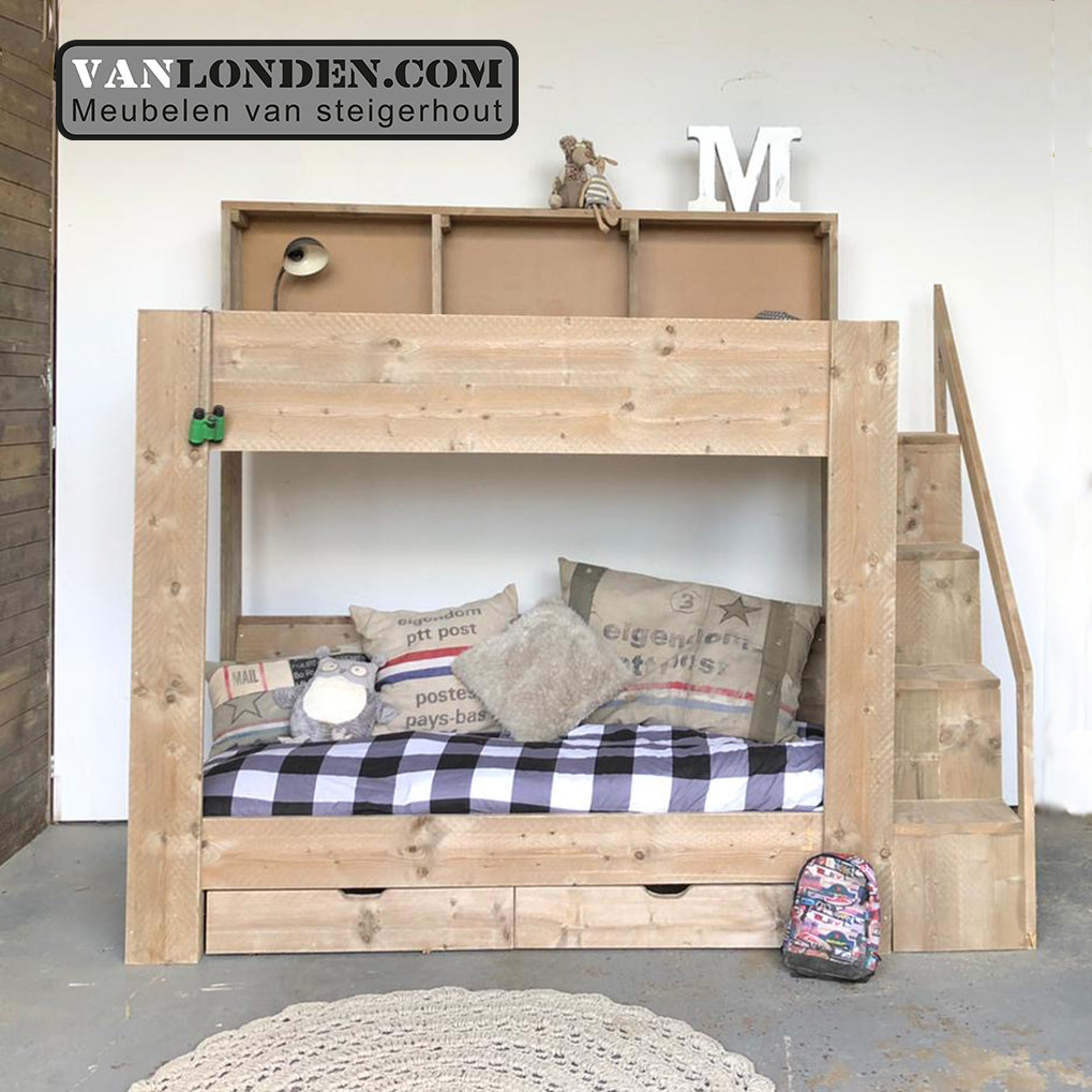 Steigerhouten stapelbed Donny