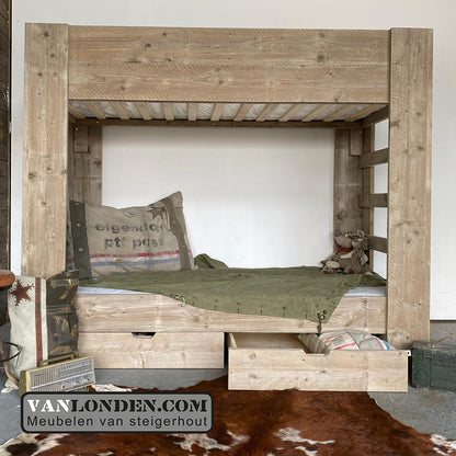 Steigerhouten stapelbed Toon