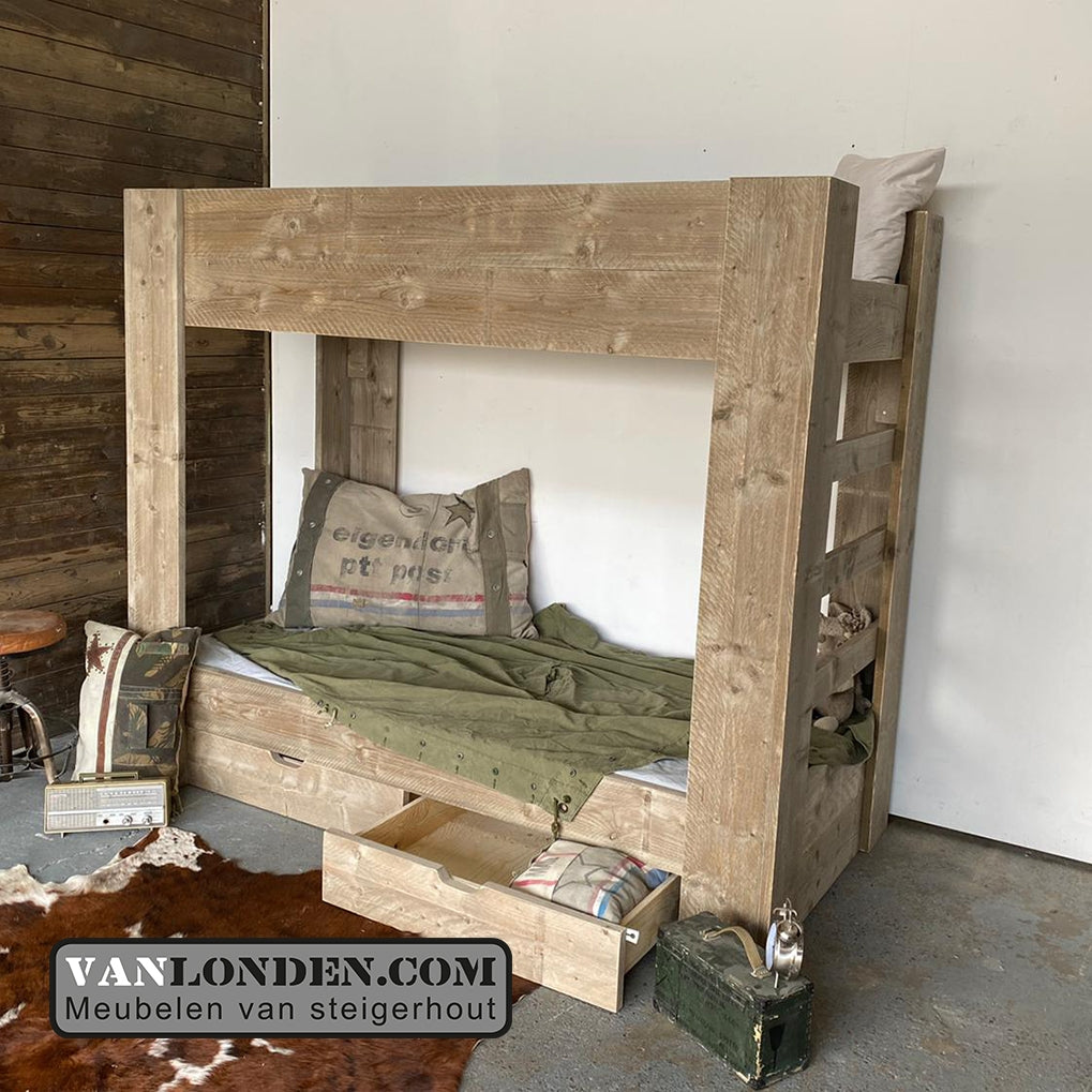 Steigerhouten stapelbed Toon