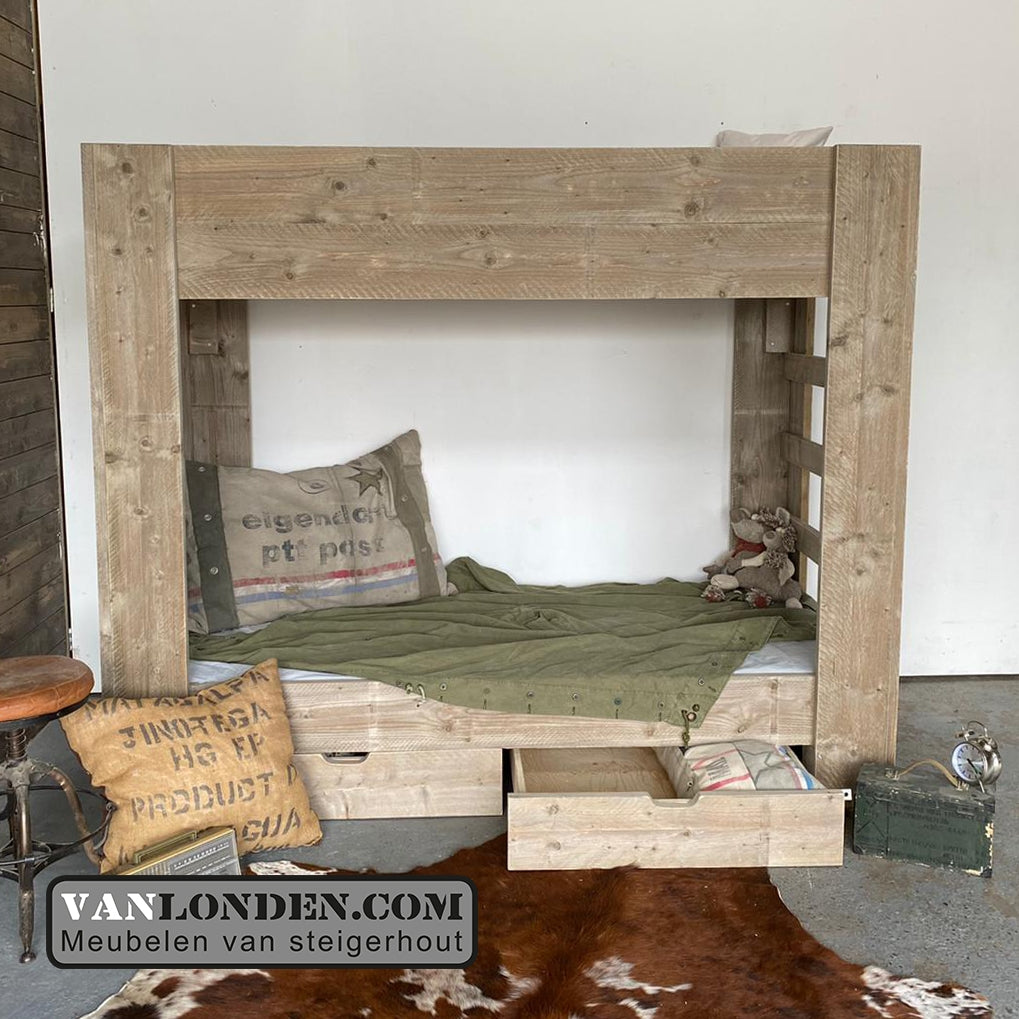 Steigerhouten stapelbed Toon