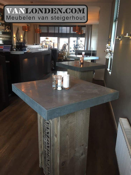 Steigerhouten statafel zinken blad Marco