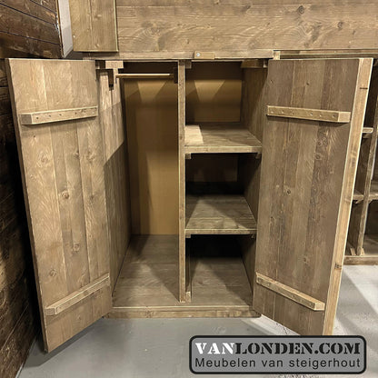 Steigerhouten hoogslaper met kasten Janneke