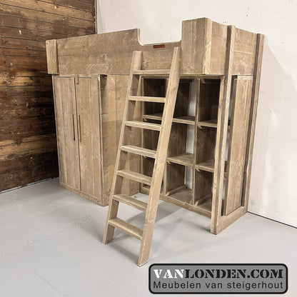 Steigerhouten hoogslaper met kasten Janneke