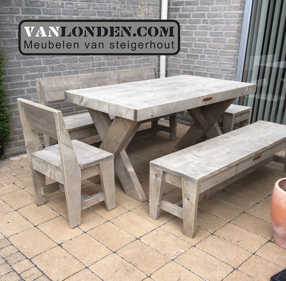 Steigerhouten tuinset Renske