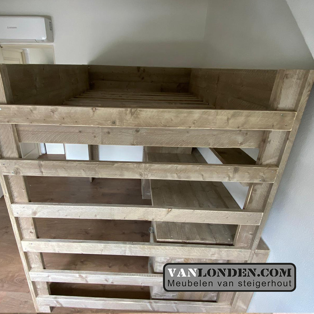 Steigerhouten tweepersoons hoogslaper Andrea