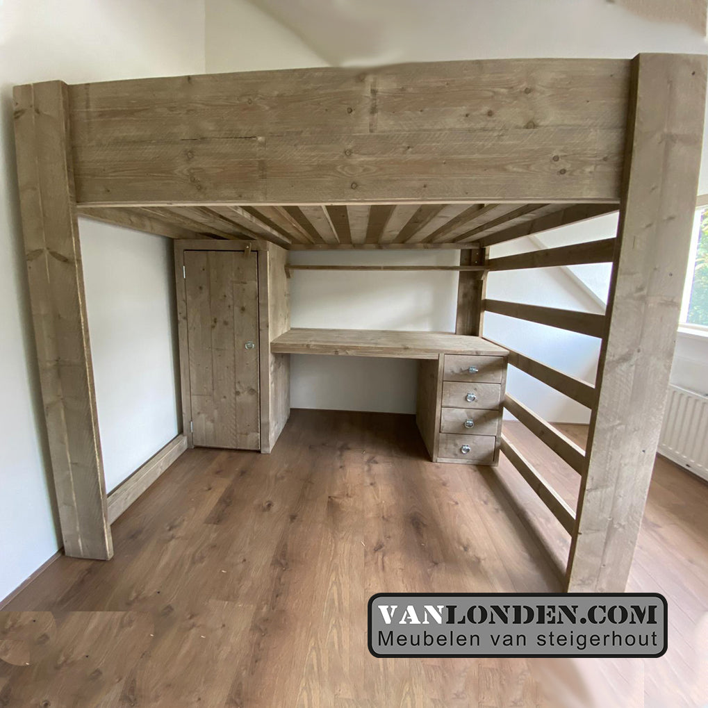 Steigerhouten tweepersoons hoogslaper Andrea