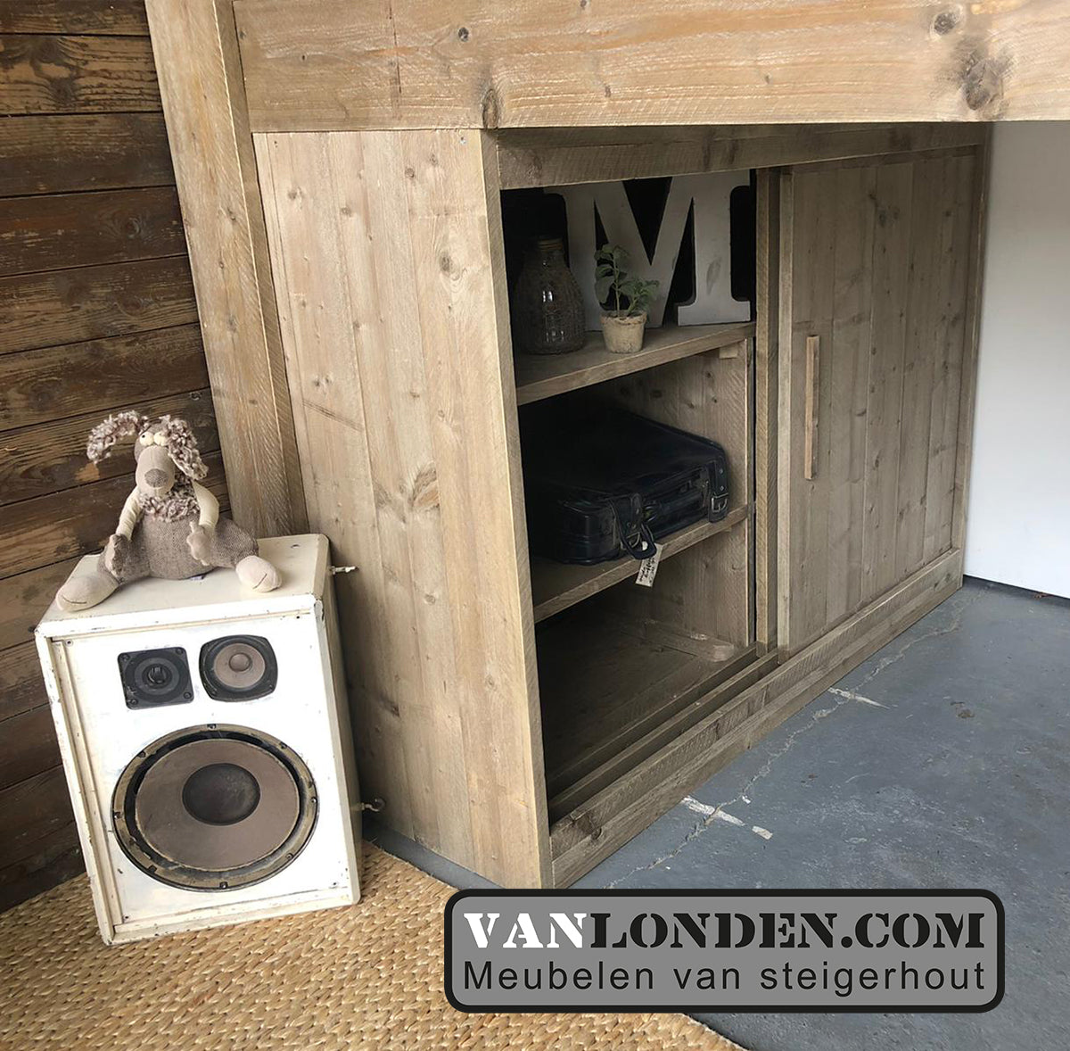 Steigerhouten tweepersoons hoogslaper Jordi