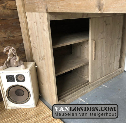 Steigerhouten tweepersoons hoogslaper Jordi