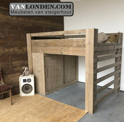 Steigerhouten tweepersoons hoogslaper Jordi