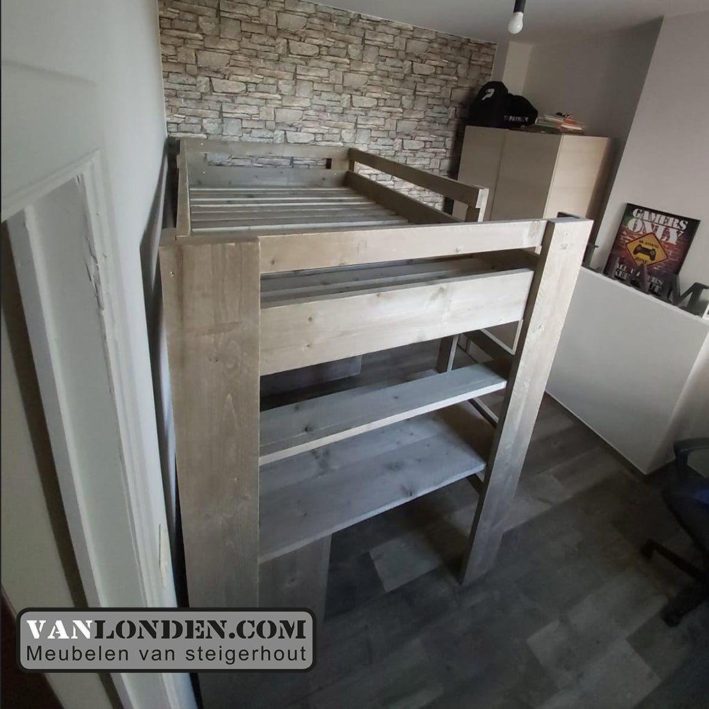 Steigerhouten tweepersoons hoogslaper Marlieke