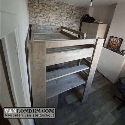 Steigerhouten tweepersoons hoogslaper Marlieke