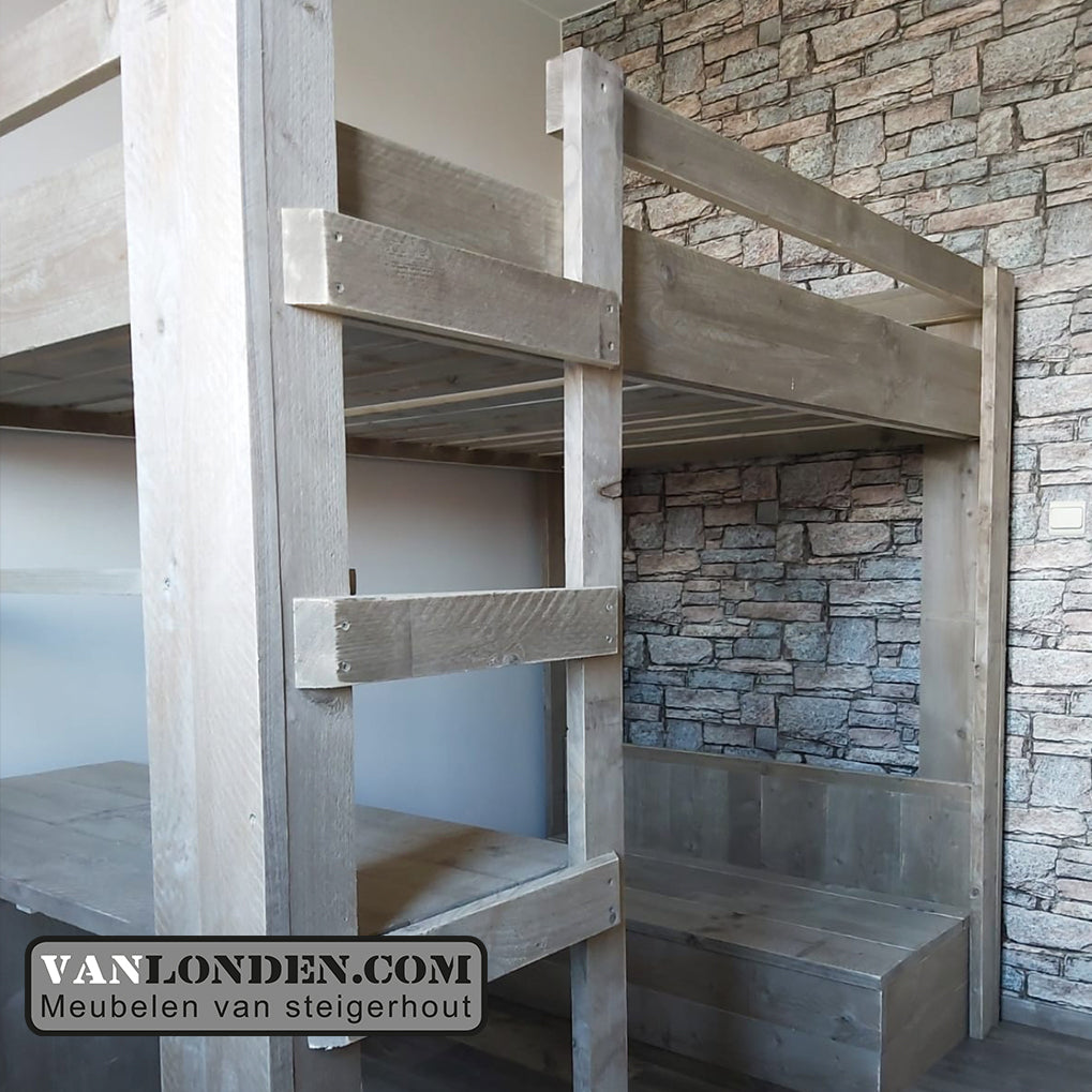 Steigerhouten tweepersoons hoogslaper Marlieke