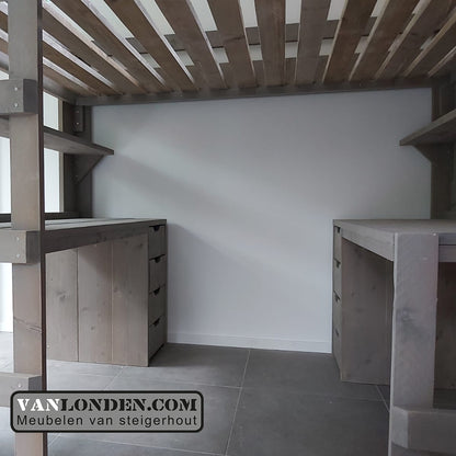 Steigerhouten tweepersoons hoogslaper Marlieke