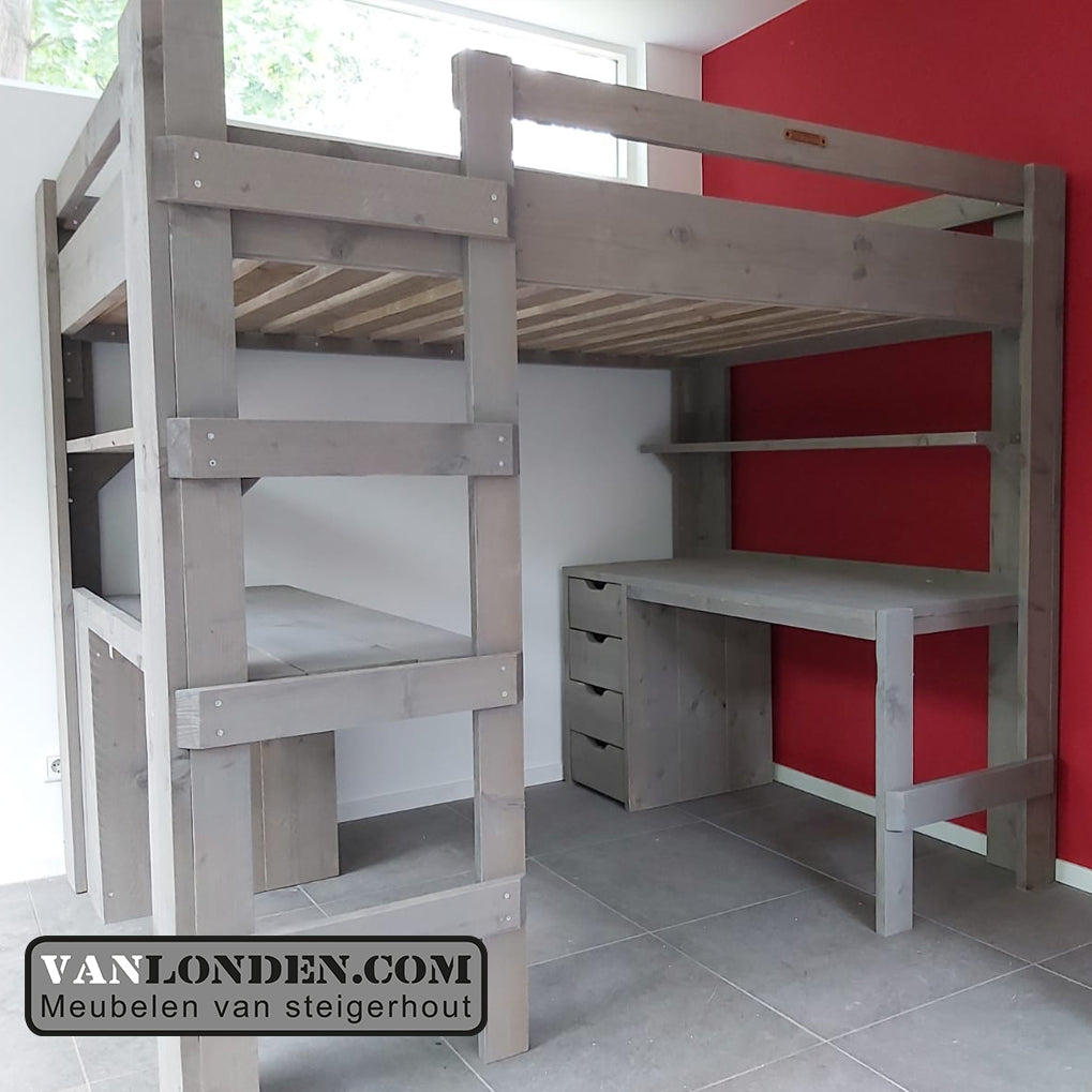 Steigerhouten tweepersoons hoogslaper Marlieke