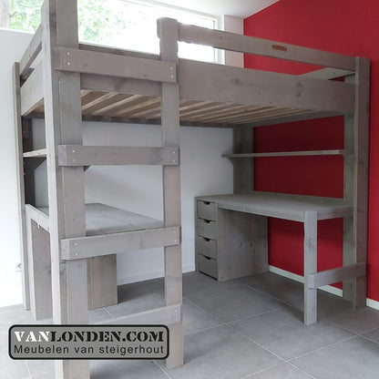 Steigerhouten tweepersoons hoogslaper Marlieke