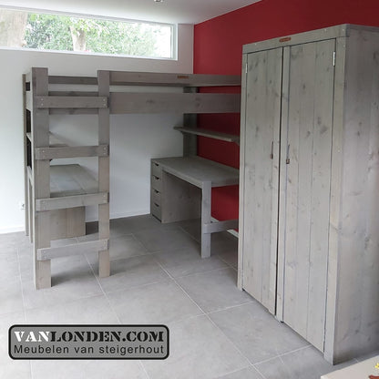 Steigerhouten tweepersoons hoogslaper Marlieke