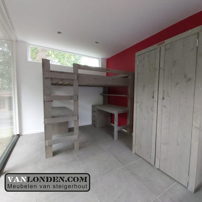 Steigerhouten tweepersoons hoogslaper Marlieke