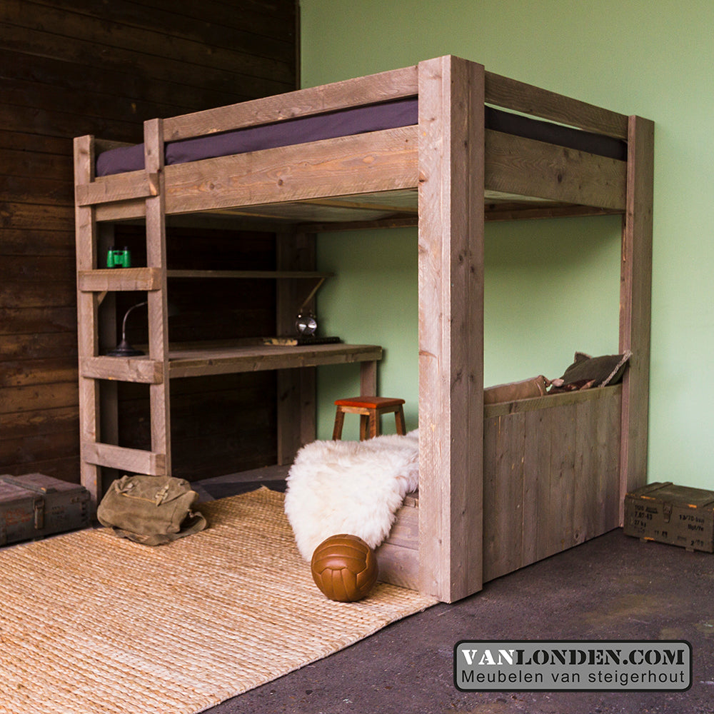 Steigerhouten tweepersoons hoogslaper Marlieke