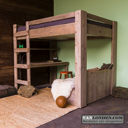 Steigerhouten tweepersoons hoogslaper Marlieke