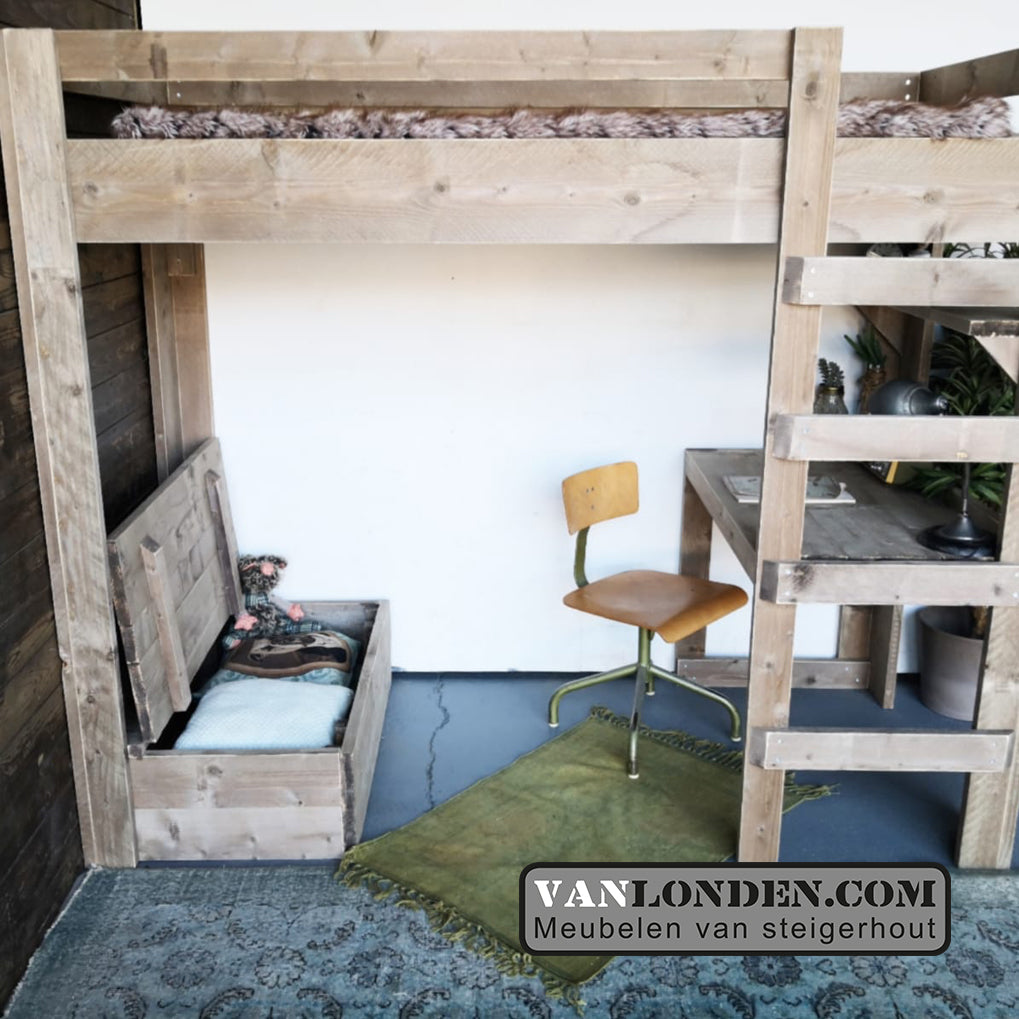 Steigerhouten eenpersoons hoogslaper Siebe