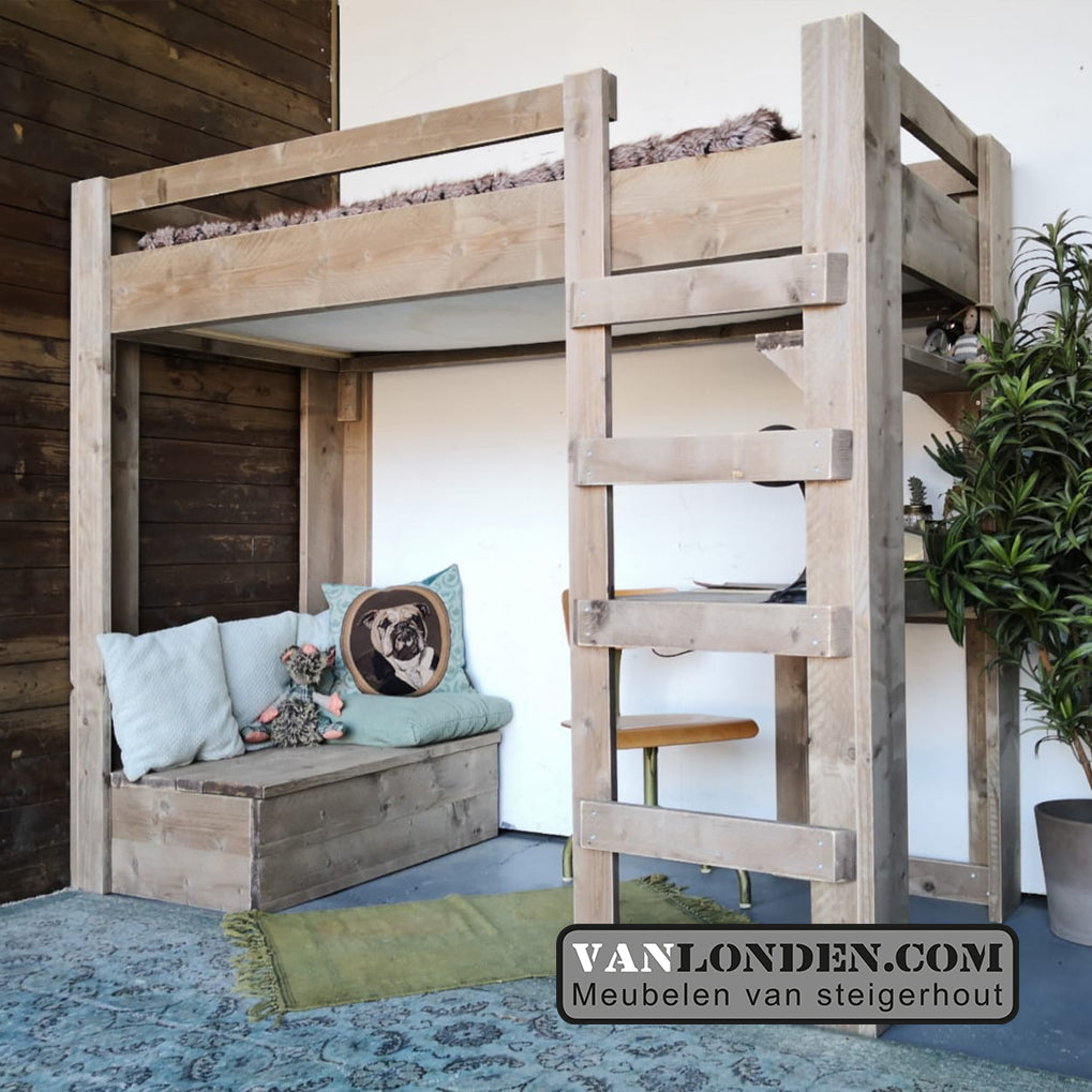 Steigerhouten eenpersoons hoogslaper Siebe