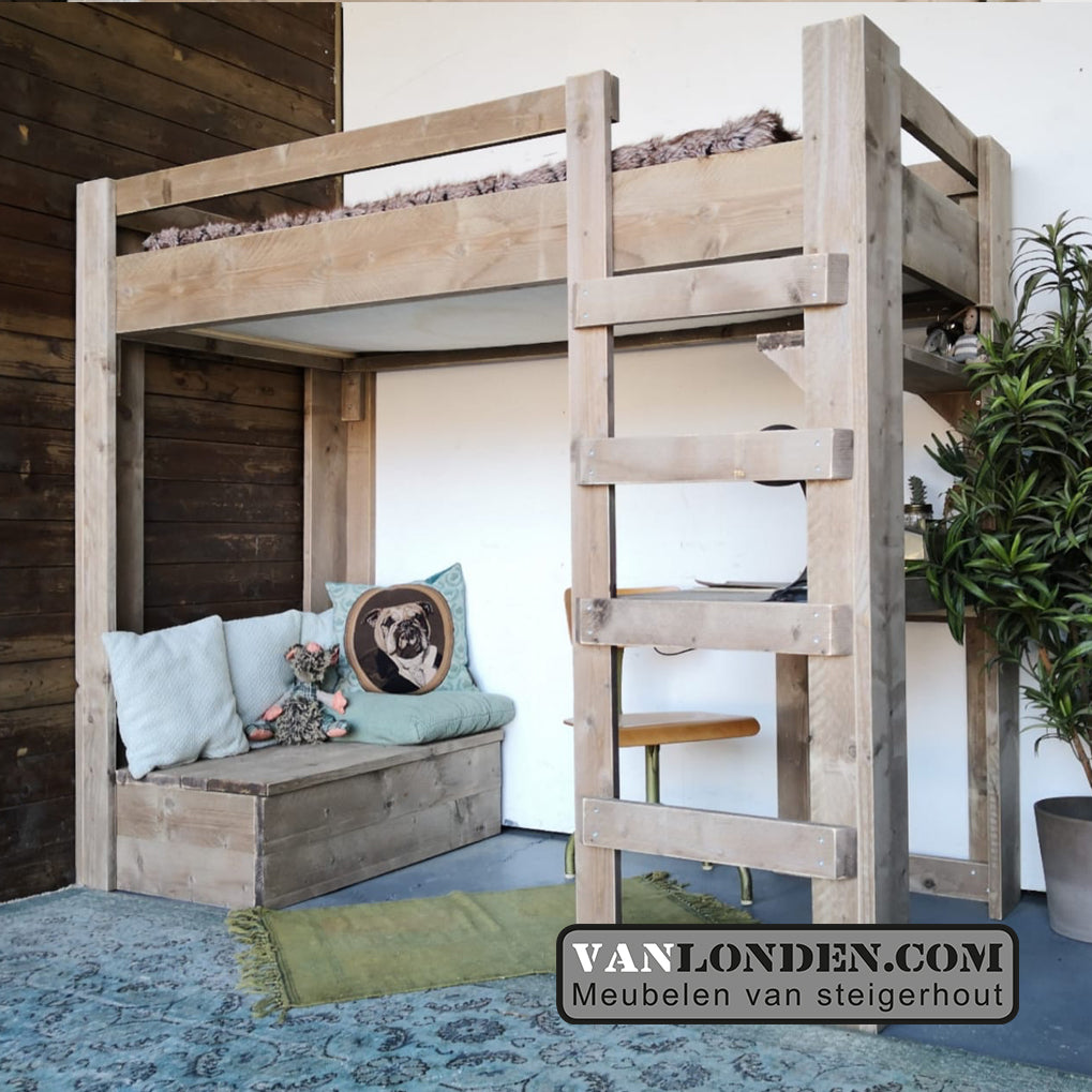 Steigerhouten eenpersoons hoogslaper Siebe