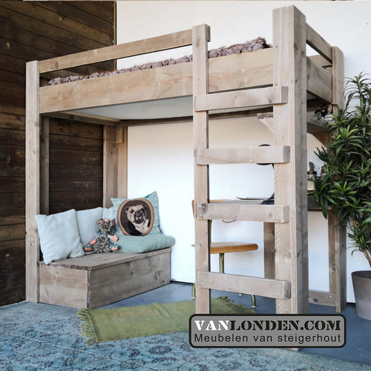 Steigerhouten eenpersoons hoogslaper Siebe