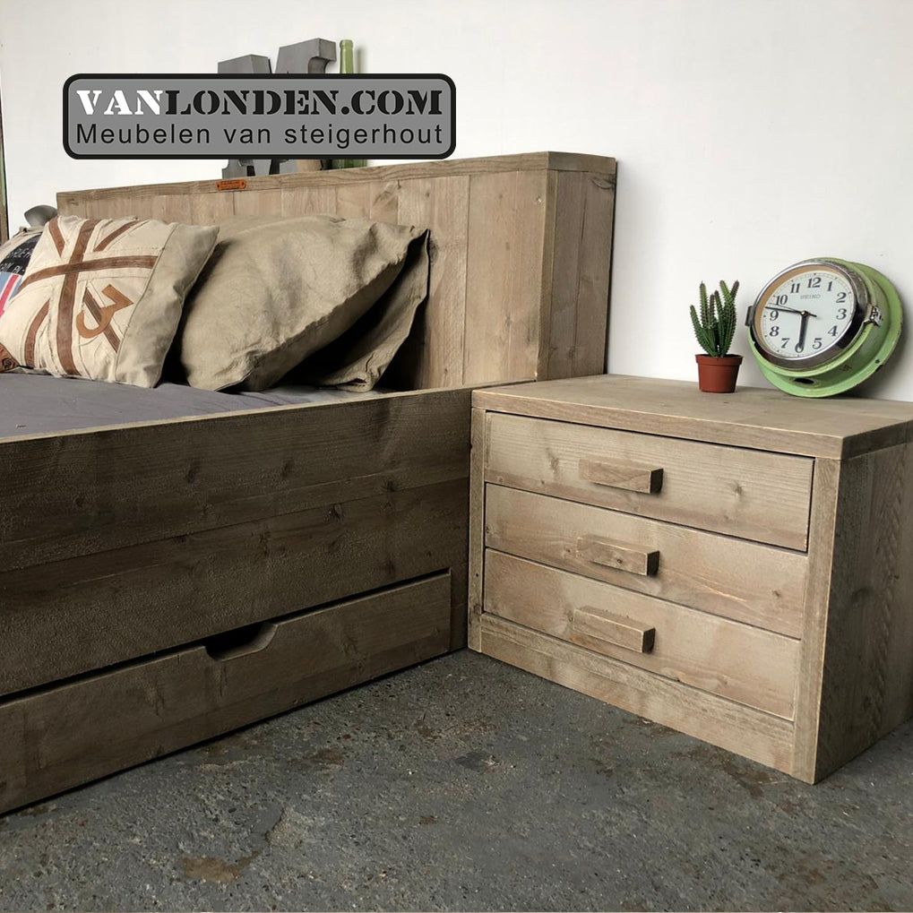 Steigerhouten tweepersoonsbed Charlot