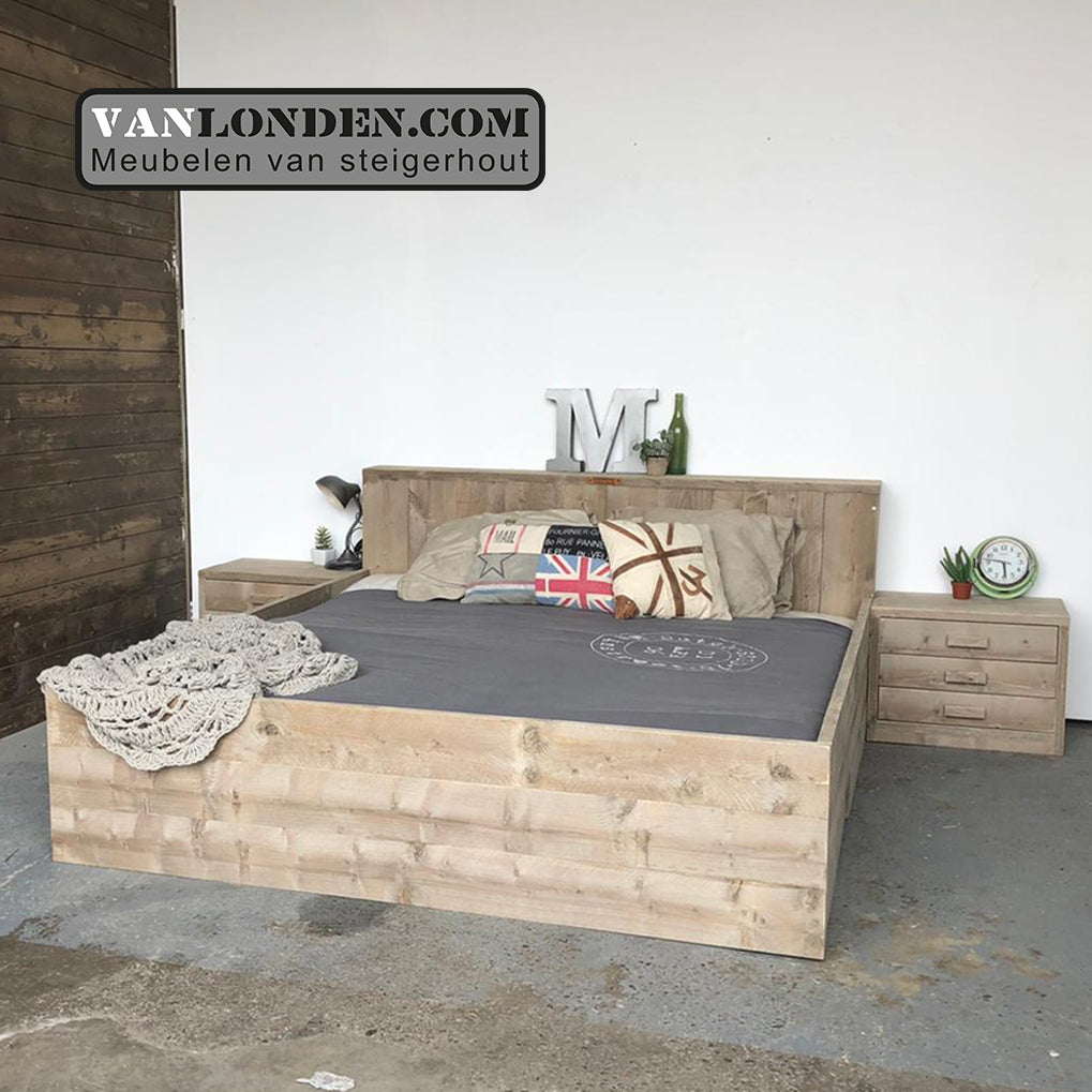 Steigerhouten tweepersoonsbed Charlot
