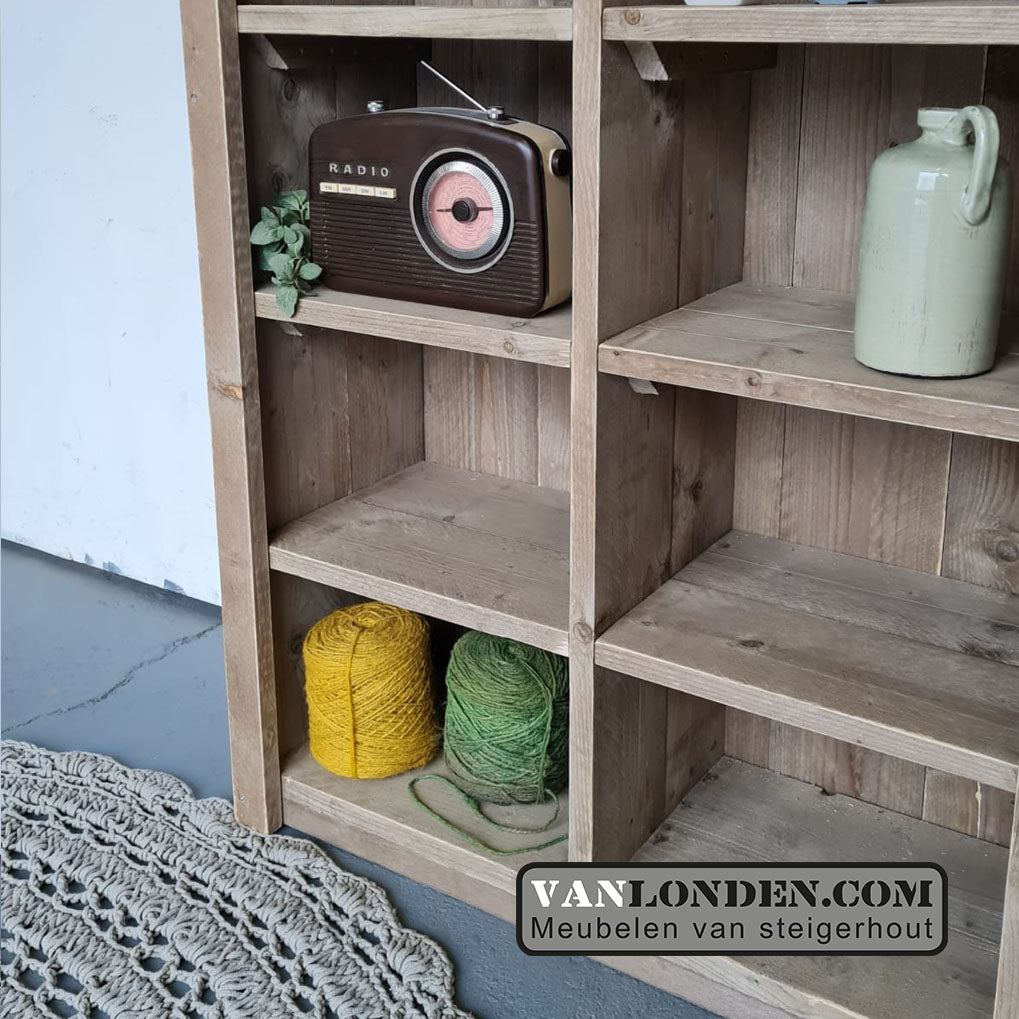 Steigerhouten vakkenkast Kenneth