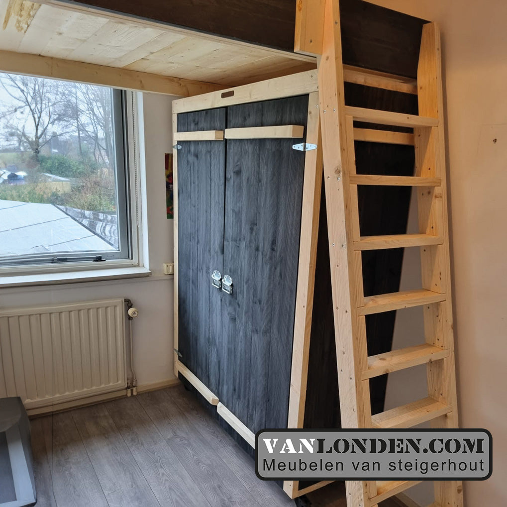 Steigerhouten vide met kast en bureau Bommel