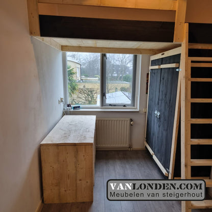 Steigerhouten vide met kast en bureau Bommel