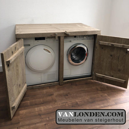 Steigerhouten wasmachine ombouw deurtjes Marjo