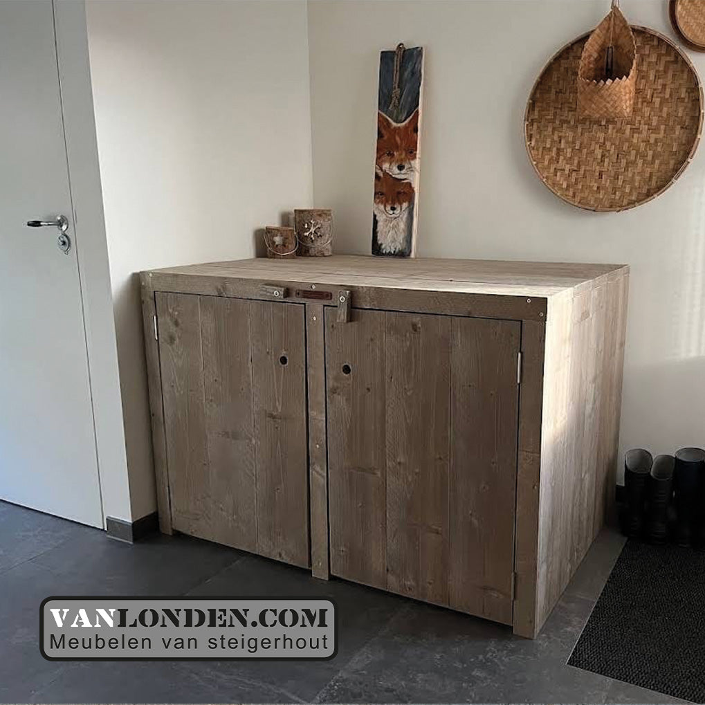 Steigerhouten wasmachine ombouw deurtjes Marjo