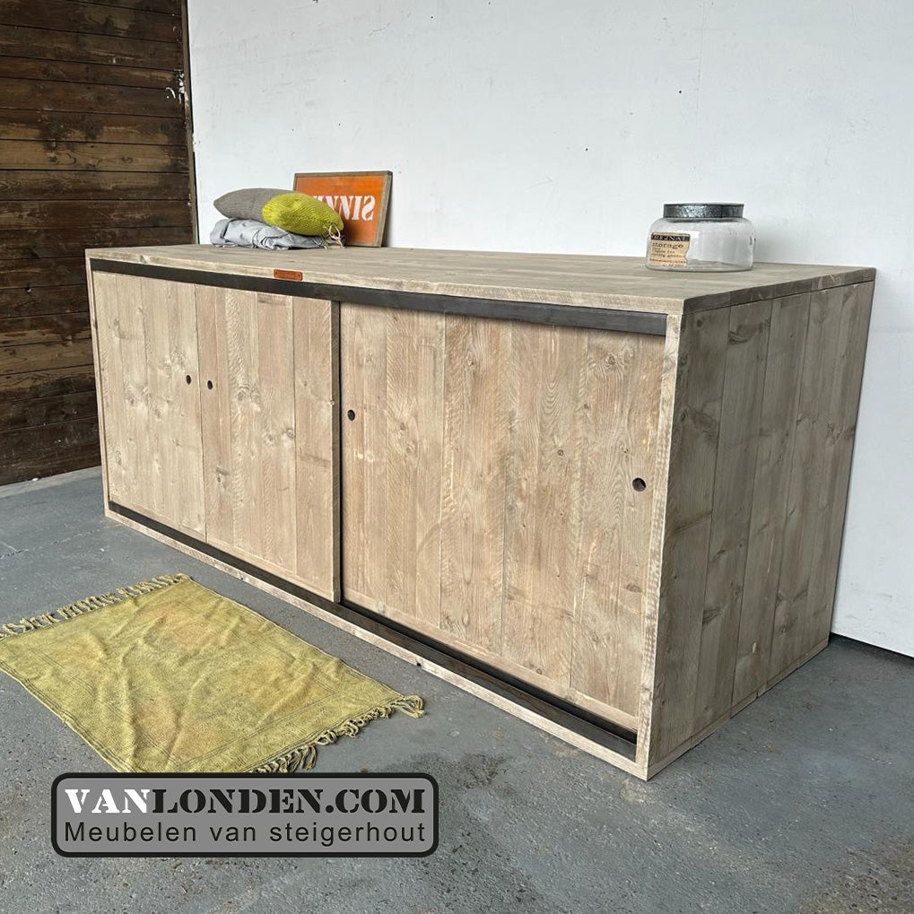 Steigerhouten wasmachine ombouw schuifdeuren Marjet