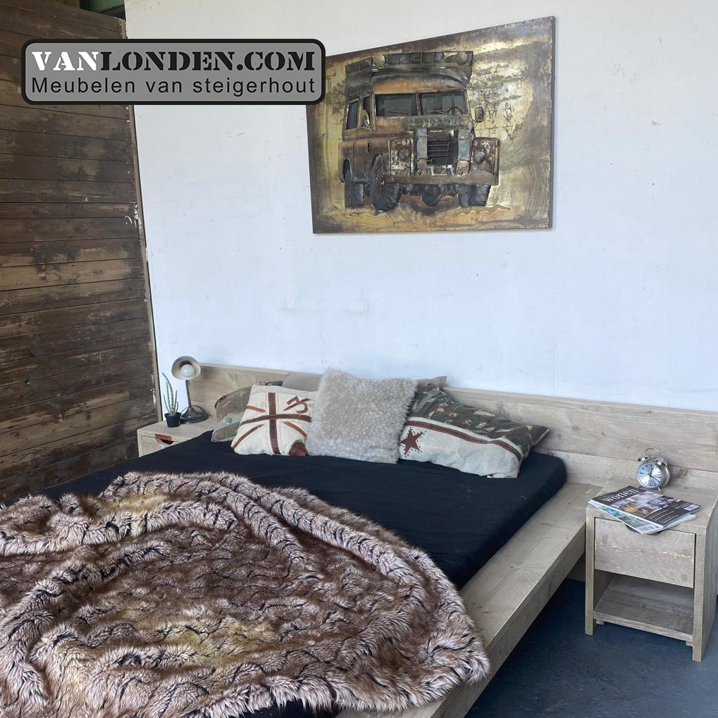 Steigerhouten zwevend tweepersoonsbed Jena
