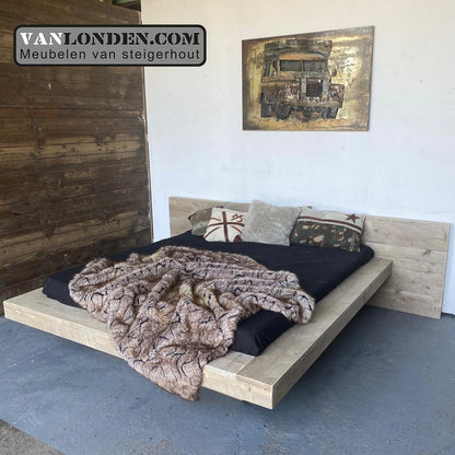 Steigerhouten zwevend tweepersoonsbed Jena