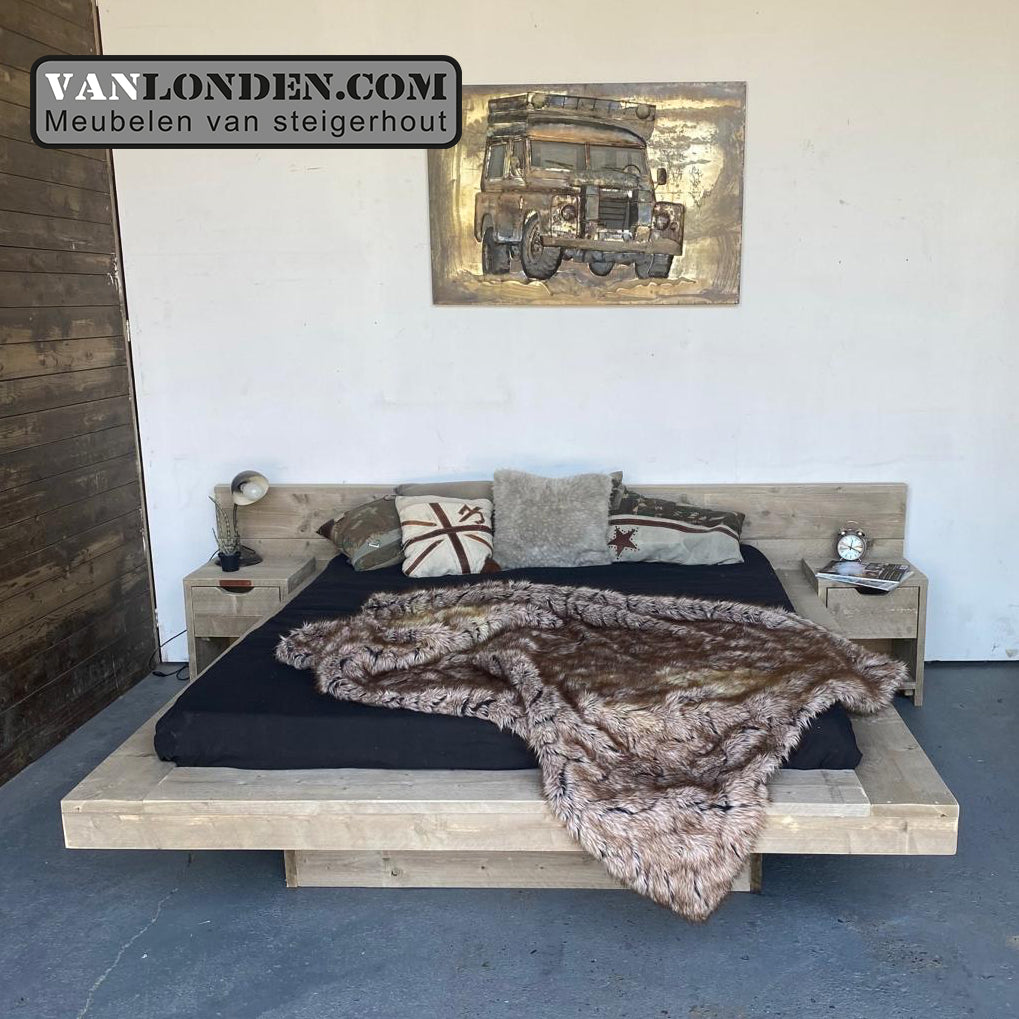 Steigerhouten zwevend tweepersoonsbed Jena