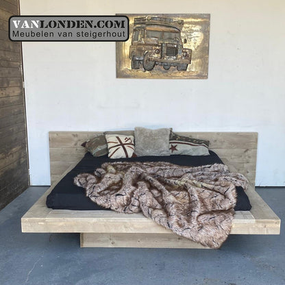 Steigerhouten zwevend tweepersoonsbed Jena